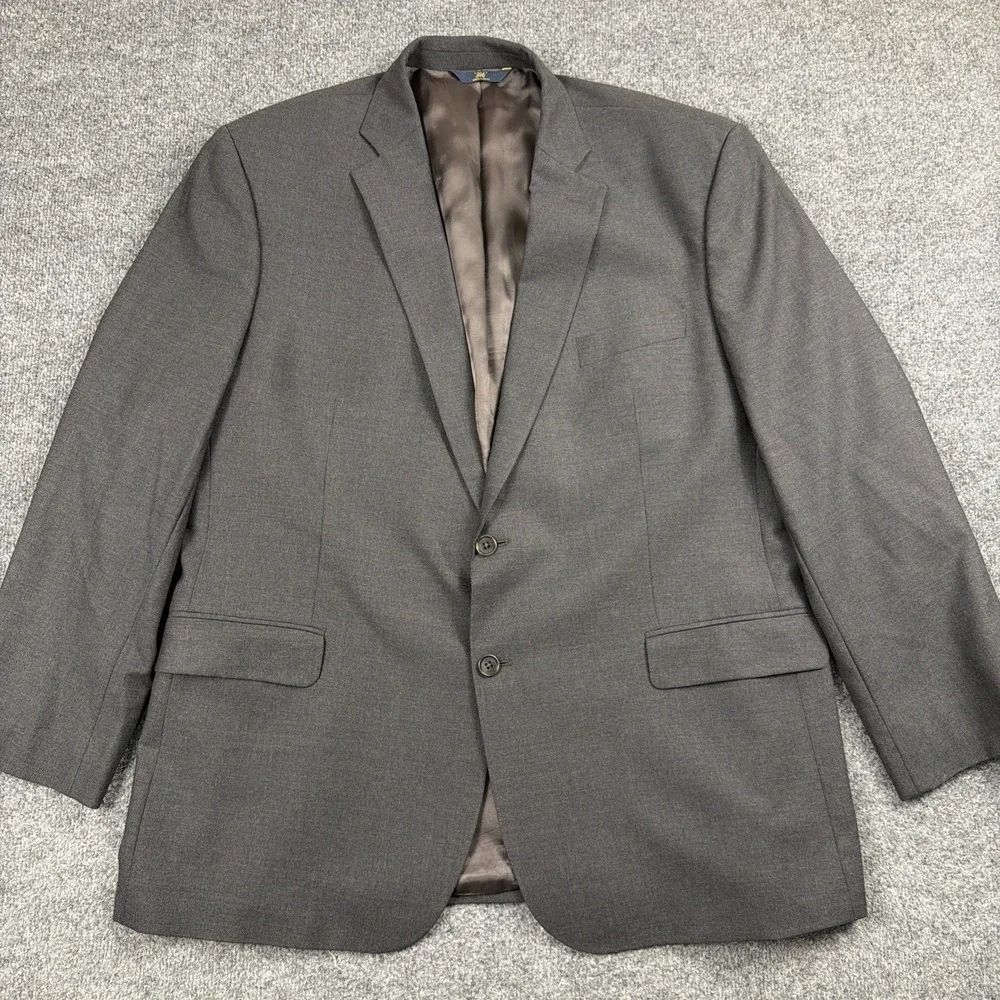 Brooks Brothers 346 Stretch Mens Two Button Blazer Jacket Gray Wool Sz 48R